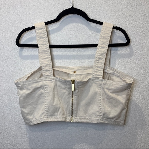 Michael Kors Cream Button Front Crop Top & Mini Skirt Set – Size L - Picture 7 of 16